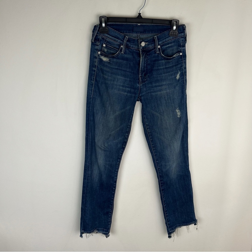MOTHER Rascal Ankle Undone Step Fray Jeans in DARK GRAFFITI SIZE 24 - Picture 4 of 9